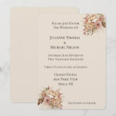 Blush Cream Boho Floral Wedding Kaart (Voorkant / Achterkant)