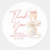 Blush Cream Boog Prosecco Bruidsfeest Dank Je Ronde Sticker (Voorkant)