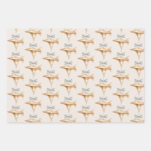 Blush Cream Candy Canes Airplanes Bows Christmas Inpakpapier Vel (Voorkant 2)