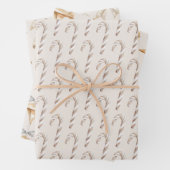 Blush Cream Candy Canes Airplanes Bows Christmas Inpakpapier Vel (In situ)