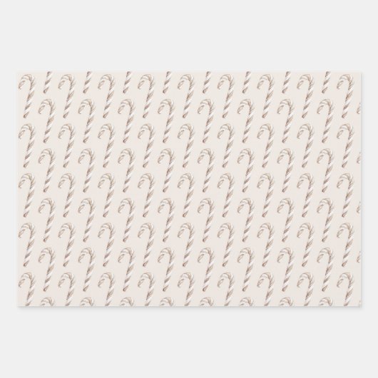 Blush Cream Candy Canes Airplanes Bows Christmas Inpakpapier Vel (Voorkant)