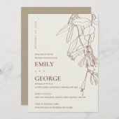 BLUSH CREAM DRAWING FLORAL REHEARSAL DINNER INVITE BEDANKKAART (Voorkant / Achterkant)