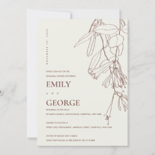 BLUSH CREAM DRAWING FLORAL REHEARSAL DINNER INVITE BEDANKKAART