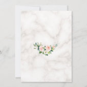 Blush Cream Floral Gold Glitter Marble Wedding Kaart (Achterkant)