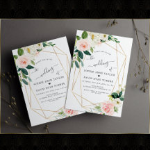 Blush Cream Flowers Gold Calligraphy Weddenschap