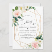 Blush Cream Flowers Gold Calligraphy Weddenschap Kaart (Voorkant)