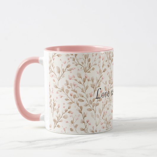 Blush Cream Flowers Romantic Love Mok (Links)