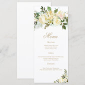 Blush Cream Foliage Bruiloft Receptie menu (Voorkant / Achterkant)