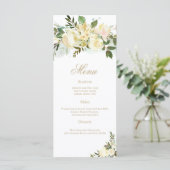 Blush Cream Foliage Bruiloft Receptie menu (Staand voorkant)