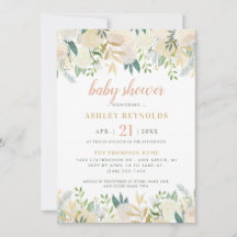 Blush Cream Gold Floral Greenery Girl Baby shower