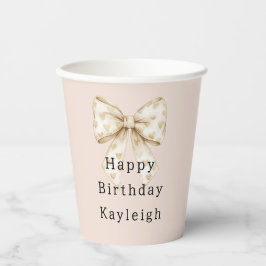 Blush Cream Harten Strikken Verjaardag Papieren Bekers