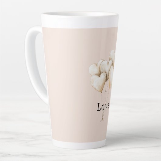 Blush Cream Hearts Balloons Love Latte Mok (Linkerhoek)