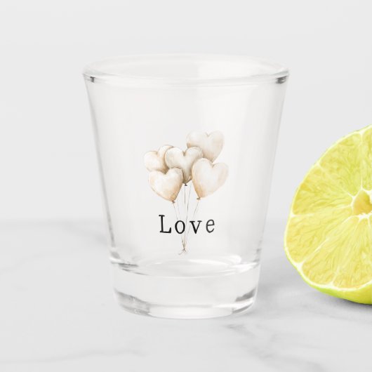 Blush Cream Hearts Balloons Love Shot Glas (Voorkant)