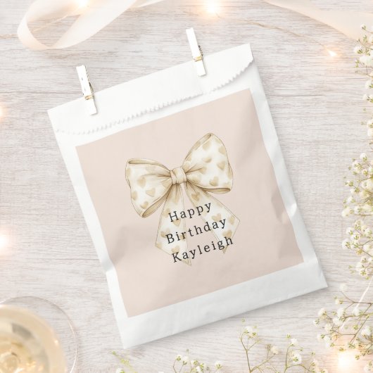 Blush Cream Hearts Bows Birthday Bedankzakje (Geknipt)