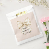 Blush Cream Hearts Bows Birthday Bedankzakje (Gezegeld)