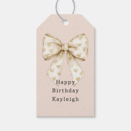 Blush Cream Hearts Bows Birthday Cadeaulabel