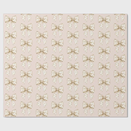 Blush Cream Hearts Bows Birthday Cadeaupapier (Vlak)