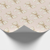 Blush Cream Hearts Bows Birthday Cadeaupapier (Hoek)