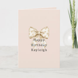 Blush Cream Hearts Bows Birthday Kaart
