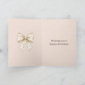 Blush Cream Hearts Bows Birthday Kaart (Binnen)