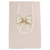 Blush Cream Hearts Bows Birthday Medium Cadeauzakje (Achterkant)