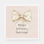 Blush Cream Hearts Bows Birthday Servet (Voorkant)
