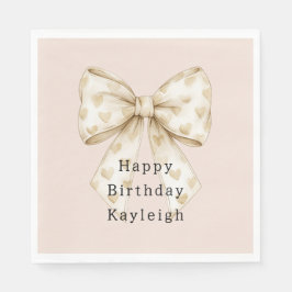 Blush Cream Hearts Bows Birthday Servet