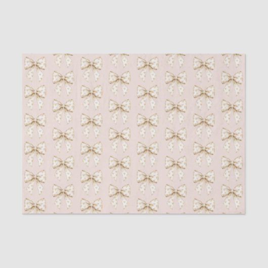 Blush Cream Hearts Bows Birthday Tissuepapier (Voorkant)