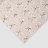 Blush Cream Hearts Bows Birthday Tissuepapier (Detail)
