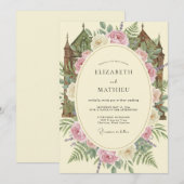 Blush Cream Kasteel Eucalyptus Bruiloft Kaart (Voorkant / Achterkant)