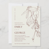 BLUSH CREAM LINE DRAWING FLORA COUPLE SHOWER KAART (Voorkant)