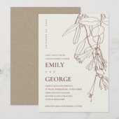 BLUSH CREAM LINE DRAWING FLORA COUPLE SHOWER KAART (Voorkant / Achterkant)