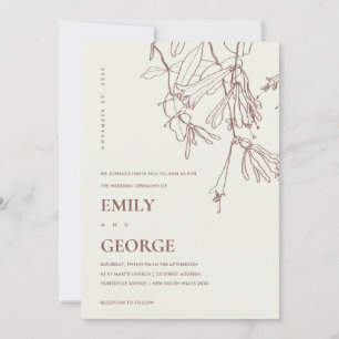BLUSH CREAM LINE DRAWING FLORAL WEDDING INVITE BEDANKKAART