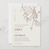 BLUSH CREAM LINE DRAWING FLORAL WEDDING INVITE BEDANKKAART (Voorkant)