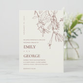 BLUSH CREAM LINE DRAWING FLORAL WEDDING INVITE BEDANKKAART (Staand voorkant)