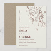 BLUSH CREAM LINE DRAWING FLORAL WEDDING INVITE BEDANKKAART (Voorkant / Achterkant)