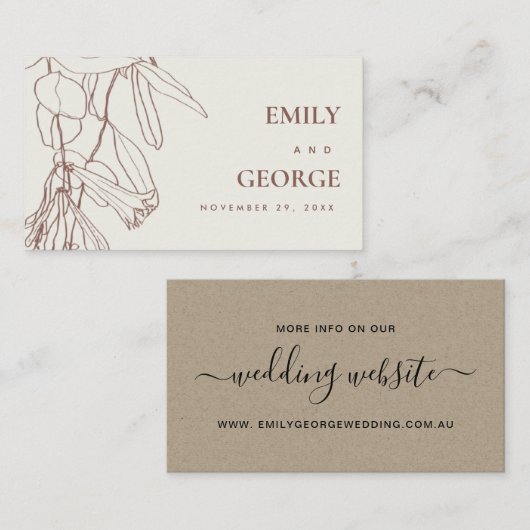 BLUSH CREAM LINE DRAWING FLORAL WEDDING WEBSITE VISITEKAARTJE (Voorkant / Achterkant)