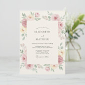 Blush Cream Romantische Bloemige Bruiloft Kaart (Staand voorkant)