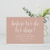 Blush Cream Rustic Wedding Rehearsal Dinner Kaart (Staand voorkant)