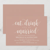 Blush Cream Rustic Wedding repetitie diner Kaart (Voorkant / Achterkant)