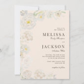 Blush & Cream Watercolor Rozen Perzik Huwelijksuit Kaart (Voorkant)