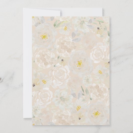 Blush & Cream Watercolor Rozen Perzik Huwelijksuit Kaart (Achterkant)
