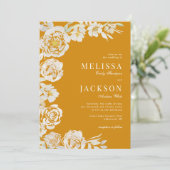 Blush & Cream Waterverf Rozen Geel huwelijk Kaart (Staand voorkant)