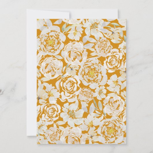 Blush & Cream Waterverf Rozen Geel huwelijk Kaart (Achterkant)