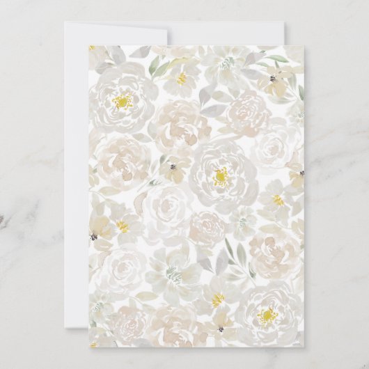 Blush & Cream Waterverf Rozen Klassieke bruiloft Kaart (Achterkant)