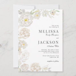 Blush & Cream Waterverf Rozen Klassieke bruiloft Kaart