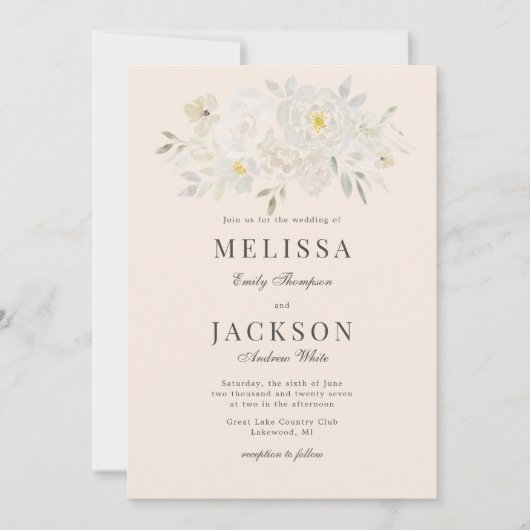 Blush Cream Waterverf Rozen Weddenschap Kaart (Voorkant)