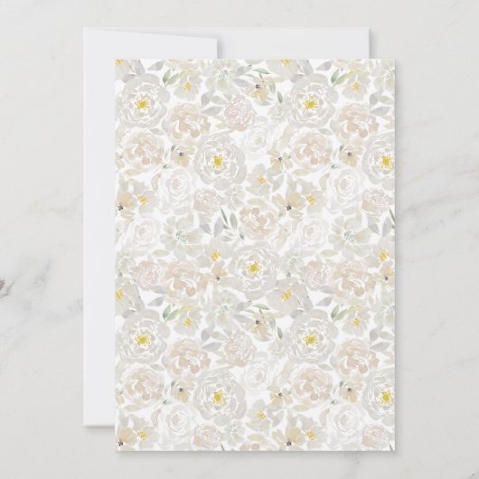 Blush Cream Waterverf Rozen Weddenschap Kaart (Achterkant)