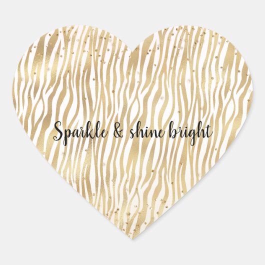 Blush Cream Zebra Glam Gold Confetti Sparkle Hart Sticker (Voorkant)