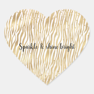 Blush Cream Zebra Glam Gold Confetti Sparkle Hart Sticker